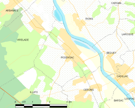 Mapa obce Podensac