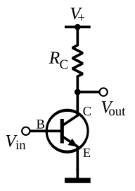 Підсилювальний каскад за схемою зі спільним емітером на основі n-p-n-транзистора