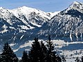 Nebelhorn (white) und Schattenberg (darker mountain) bei Oberstdorf