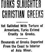 Չբավարարվելով հայերի ցեղասպանությամբ՝ թուրքերը կոտորում են Օսմանյան կայսրության հույն բնակչությանը: Աղբյուրը՝ «The Lincoln Daily Star», October 19th 1917, page 7.