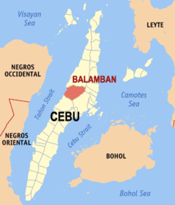 Mapa de Cebu con Balamban resaltado