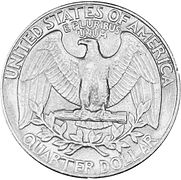 Águila calva en una moneda de un cuarto de dólar