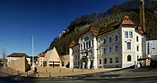 Zicht ip de regeriengsgebouwn in Vaduz