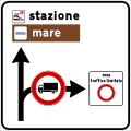 Preavviso di ZTL permanente in concomitanza di divieto di transito per una categoria di veicoli su un ramo dell'intersezione