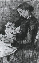 Sien karmiąca dziecko, pół postaci, wrzesień 1882, Kröller-Müller Museum, Otterlo (Nr kat.: F 1062, JH 358)