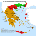 Map of the triple occupation of Greece during the Second World War