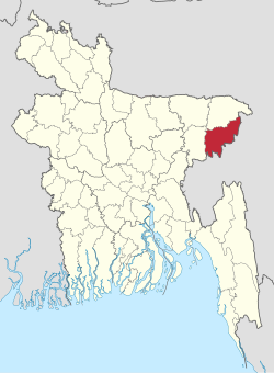 موقعیت ناحیه مولوی‌بازار در بنگلادش