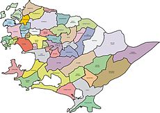 Mapa dos 52 bairros Niteroienses.