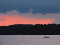 Canoeing at sunset