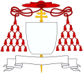 Wappen eines Kardinals. Mit dem roten Kardinalshut (galero) und 30 seitlichen Quasten (Fiocchi)