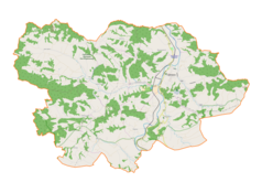 Mapa konturowa gminy Ciężkowice, blisko centrum na prawo znajduje się punkt z opisem „Ciężkowice”