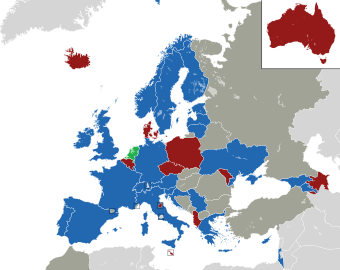 Обојена мапа Европе