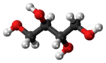 Ball-and-stick model of the erythritol molecule