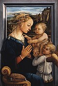 Fra Filippo Lippi, Virgen con Niño y dos ángeles.
