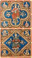 Detal malowidła na drewnianym stropie: król Salomon i król Dawid