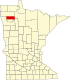 Harta statului Minnesota indicând comitatul Pennington