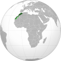 Morocco with Western Sahara (WS unshading, with border between them. Uncontrolled zone is highlighted).