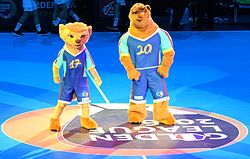 Vesslan Koolette och björnen Rok var mästerskapets officiella maskotar.