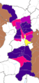 S Romanisch als „Huushaltssprooch“ in de Sutselva im Joor 1860: ﻿90–100% ﻿75–90% ﻿55–75% ﻿45–55% ﻿25–45% ﻿10–25%