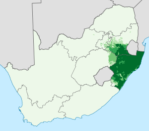 Suulu keelt kodukeelena kõnelejate osakaal Lõuna-Aafrikas 2011. aastal