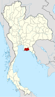 Karte von Thailand mit der Provinz Rayong hervorgehoben