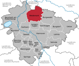 Lage der Gemeinde Wedemark in der Region Hannover