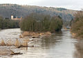 Ostspitze des Werders im Winter mit hohem Wasserstand der Werra