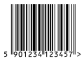 EAN-13 barcode with OCR font and quiet zone indicator