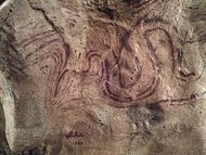 Pinturas rupestres en la Cueva de Llonín.