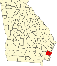 Locatie van Glynn County in Georgia