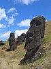 Moai buried to their shoulders Rano Raraku Easter Island