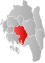Sarpsborg markert med rødt på fylkeskartet