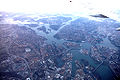 Western parts of Stockholm as seen from an approaching passenger aircraft