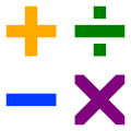 Image 7The symbols for elementary-level math operations. From top-left going clockwise: addition, division, multiplication, and subtraction. (from Elementary arithmetic)