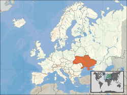 Location of  ഉക്രൈൻ  (orange) on the European continent  (white)