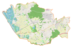 Mapa konturowa gminy Gorzyce, u góry nieco na lewo znajduje się punkt z opisem „Rogów”