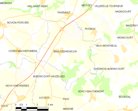 Mapa obce Saulces-Monclin