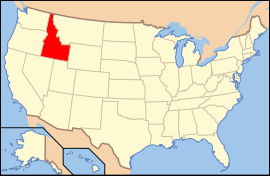 نقشه ایالت‌های آمریکا همراه برجسته‌بودن آیداهو