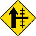 (W15-1B/PW-13b) Railway level crossing on side road to right