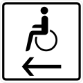 Zusatzzeichen 1000-13 Rollstuhlfahrer (Sinnbild), Pfeil linksweisend