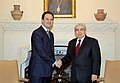 Cypriot President Demetris Christofias with Greek Minister of Foreign Affairs Dimitrios Droutsas at the Palace in February 2011