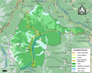 Carte en couleurs présentant l'occupation des sols.