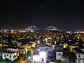 Imagen del Puente del Centenario de noche desde el estadio Benito Villamarín