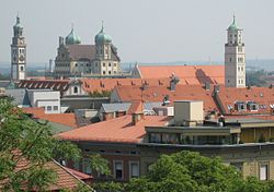 View o Augsburg Ceity Haw an ither historical biggins in Augsburg