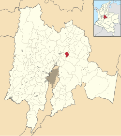 Location of the municipality and town inside Cundinamarca department of Colombia