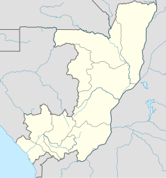 Mapa konturowa Konga, na dole znajduje się punkt z opisem „Brazzaville”