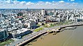 Vista aérea de la Plaza España y la Rambla en la Ciudad Vieja.