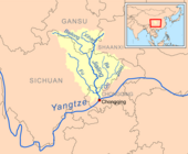 Afon Jialing yn nwyrain Dinesig Sichuan a Chongqing