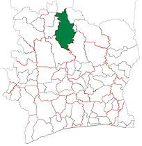 Korhogo Department from 2008 to 2011. (Other subdivision boundaries began to change in 2009.)