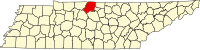 サムナー郡の位置を示したテネシー州の地図